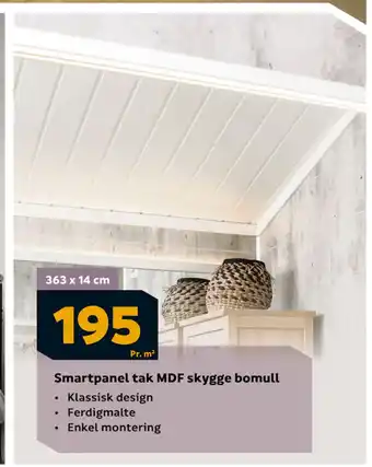 Megaflis Smartpanel tak MDF skygge bomull tilbud