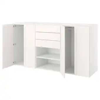 IKEA Platsa Garderobe med 4 dører og 3 skuffer, hvit fonnes hvit/sannidal hvit, 240x57x123 cm tilbud
