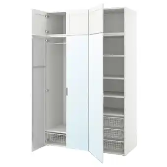 IKEA Platsa Garderobe med 6 dører, hvit straumen speilglass/sannidal hvit, 140x57x221 cm tilbud