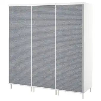 IKEA Platsa Garderobe med 3 skyvedører, hvit Larkollen/mørk grå, 180x57x191 cm tilbud