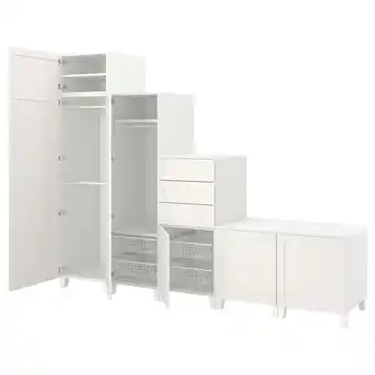 IKEA Platsa Garderobe med 6 dører og 3 skuffer, hvit/sannidal hvit, 300x57x231 cm tilbud