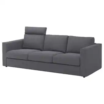 IKEA Vimle 3-seters sofa, med nakkestøtte/gunnared mellomgrå tilbud