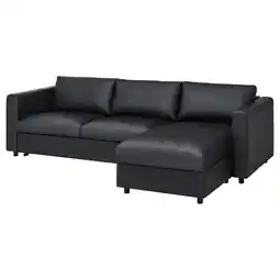 IKEA Vimle 3-seters sovesofa med sjeselong, grann/bomstad svart tilbud