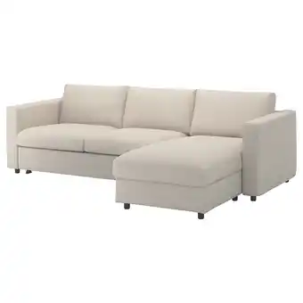 IKEA Vimle 3-seters sovesofa med sjeselong, Gunnared beige tilbud