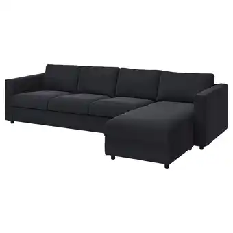 IKEA Vimle 4-seters sofa med sjeselong, Saxemara blåsvart tilbud