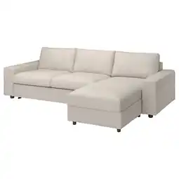 IKEA Vimle 3-seters sovesofa med sjeselong, med brede armlener/gunnared beige tilbud