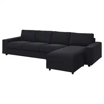 IKEA Vimle 4-seters sofa med sjeselong, med brede armlener/saxemara blåsvart tilbud