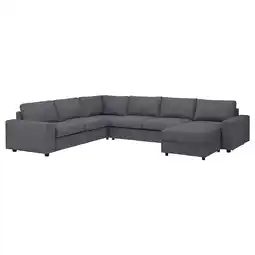 IKEA Vimle Hjørnesovesofa, 5-seters sjeselong, med brede armlener/gunnared mellomgrå tilbud