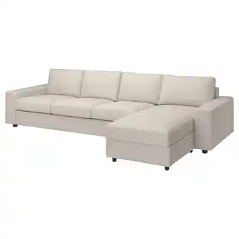 IKEA Vimle 4-seters sofa med sjeselong, med brede armlener/gunnared beige tilbud