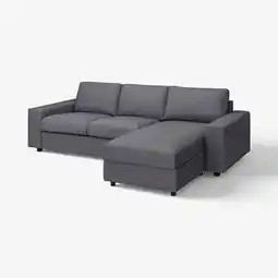 IKEA Vimle 3-seters sofa med sjeselong, med brede armlener Gunnared/mellomgrå tilbud
