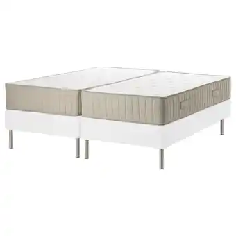 IKEA EspevÄr/vatnestrÖm Kontinentalseng, hvit/fast/medium natur, 160x200 cm tilbud