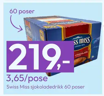 Gigaboks Swiss Miss sjokoladedrikk 60 poser tilbud