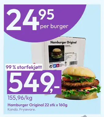 Gigaboks Hamburger Original 22 stk x 160g tilbud