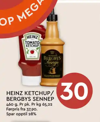 Coop Mega HEINZ KETCHUP/ BERGBYS SENNEP tilbud