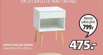 JYSK KORSVANG NATTBORD tilbud