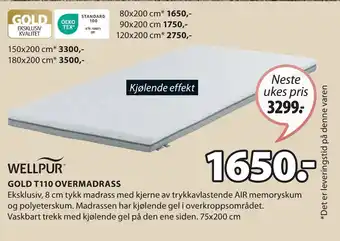 JYSK GOLD T110 OVERMADRASS tilbud