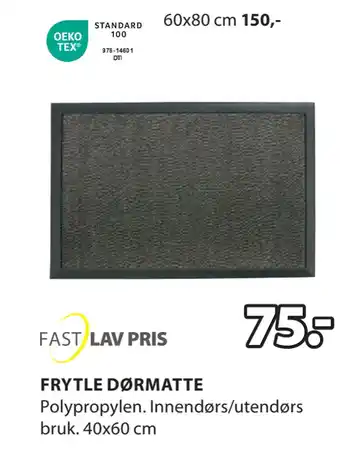 JYSK FRYTLE DØRMATTE tilbud