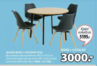 JYSK JEGIND BORD + KASTRUP STOL tilbud