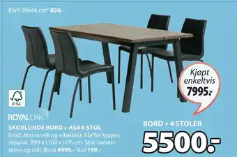 JYSK SKOVLUNDE BORD + ASAA STOL tilbud