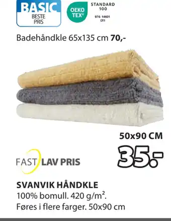 JYSK SVANVIK HÅNDKLE tilbud