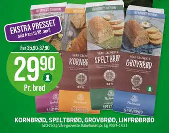 Kiwi KORNBRØD, SPELTBRØD, GROVBRØD, LINFRØBRØD tilbud