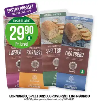 Kiwi KORNBRØD, SPELTBRØD, GROVBRØD, LINFRØBRØD tilbud