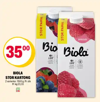 Coop Extra BIOLA STOR KARTONG tilbud