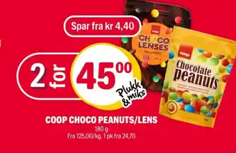 Coop Extra Chocolate peanuts sjokoladepastiller tilbud