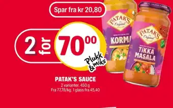 Coop Extra Pataks tikka masala saus tilbud