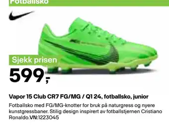 XXL Sport Vapor 15 Club CR7 FG/MG / Q1 24, fotballsko, junior tilbud