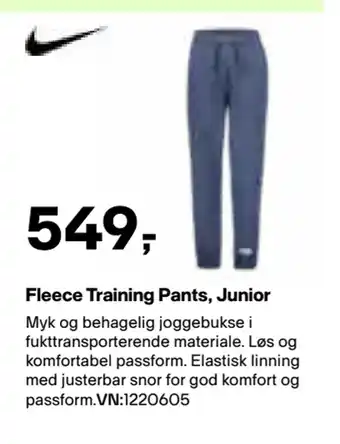XXL Sport Fleece Training Pants, Junior tilbud