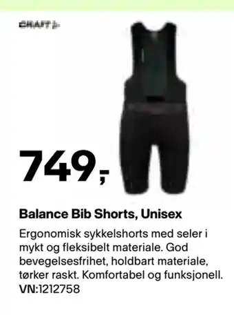 XXL Sport Balance Bib Shorts, Unisex tilbud