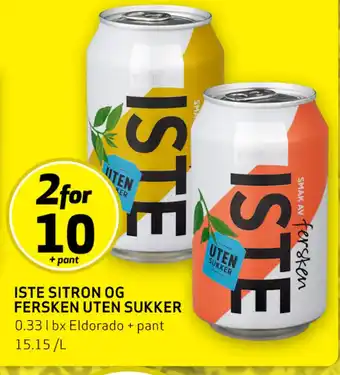 Bunnpris ISTE Sitron og Fersken Uten sukker tilbud