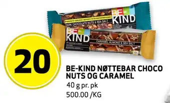 Bunnpris BE-KIND NØTTEBAR CHOCO NUTS OG CARAMEL tilbud