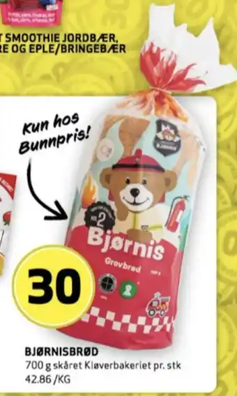 Bunnpris Kløverbakeriet bjørnis grovbrød tilbud