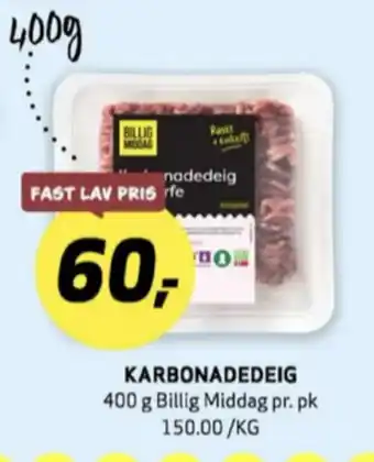 Bunnpris Billig middag karbonadedeig tilbud
