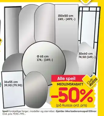 Rusta Ukjent speil tilbud