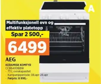 POWER KERAMISK KOMFYR CCB6400BBW tilbud