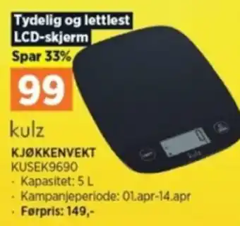 POWER KJØKKENVEKT KUSEK9690 tilbud