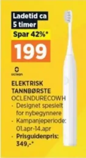 POWER ELEKTRISK TANNBØRSTE OCLENDURECOWH tilbud