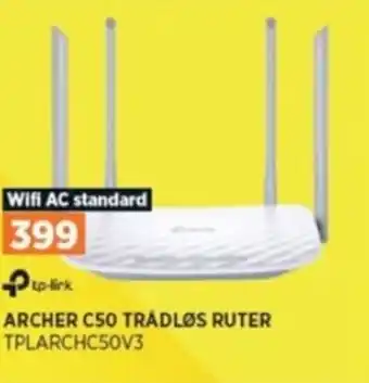 POWER ARCHER C50 TRÅDLØS RUTER TPLARCHC50V3 tilbud