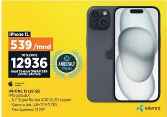 POWER IPHONE 15 128 GB IP15128GBLK tilbud