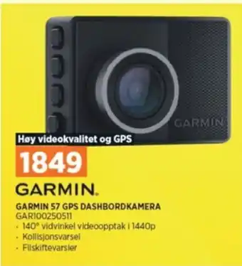 POWER GARMIN 57 GPS DASHBORDKAMERA GAR100250511 tilbud