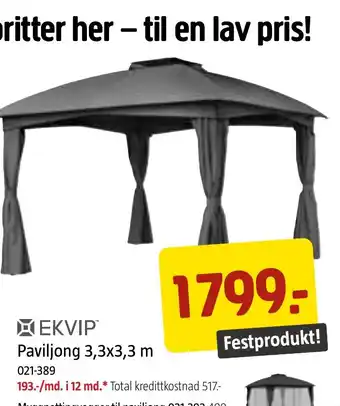 Jula Paviljong 3,3x3,3 m tilbud