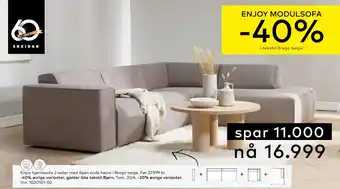 Skeidar Enjoy hjørnesofa 2-seter med åpen ende høyre tilbud