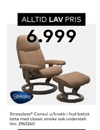 Skeidar Stressless Consul u/krakk tilbud