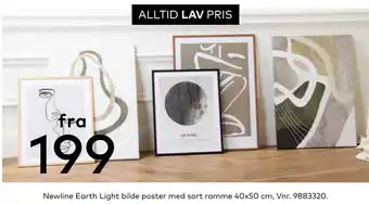 Skeidar Newline Earth Light bilde poster med sort ramme tilbud