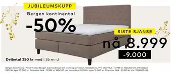 Skeidar Bergen kontinental i Neve 16 med Bergen overmadrass 6 cm skum og sorte ben tilbud