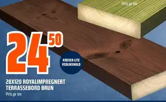 Obs Bygg 28X120 ROYALIMPREGNERT TERRASSEBORD BRUN tilbud