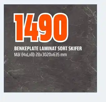 Obs Bygg BENKEPLATE LAMINAT SORT SKIFER tilbud